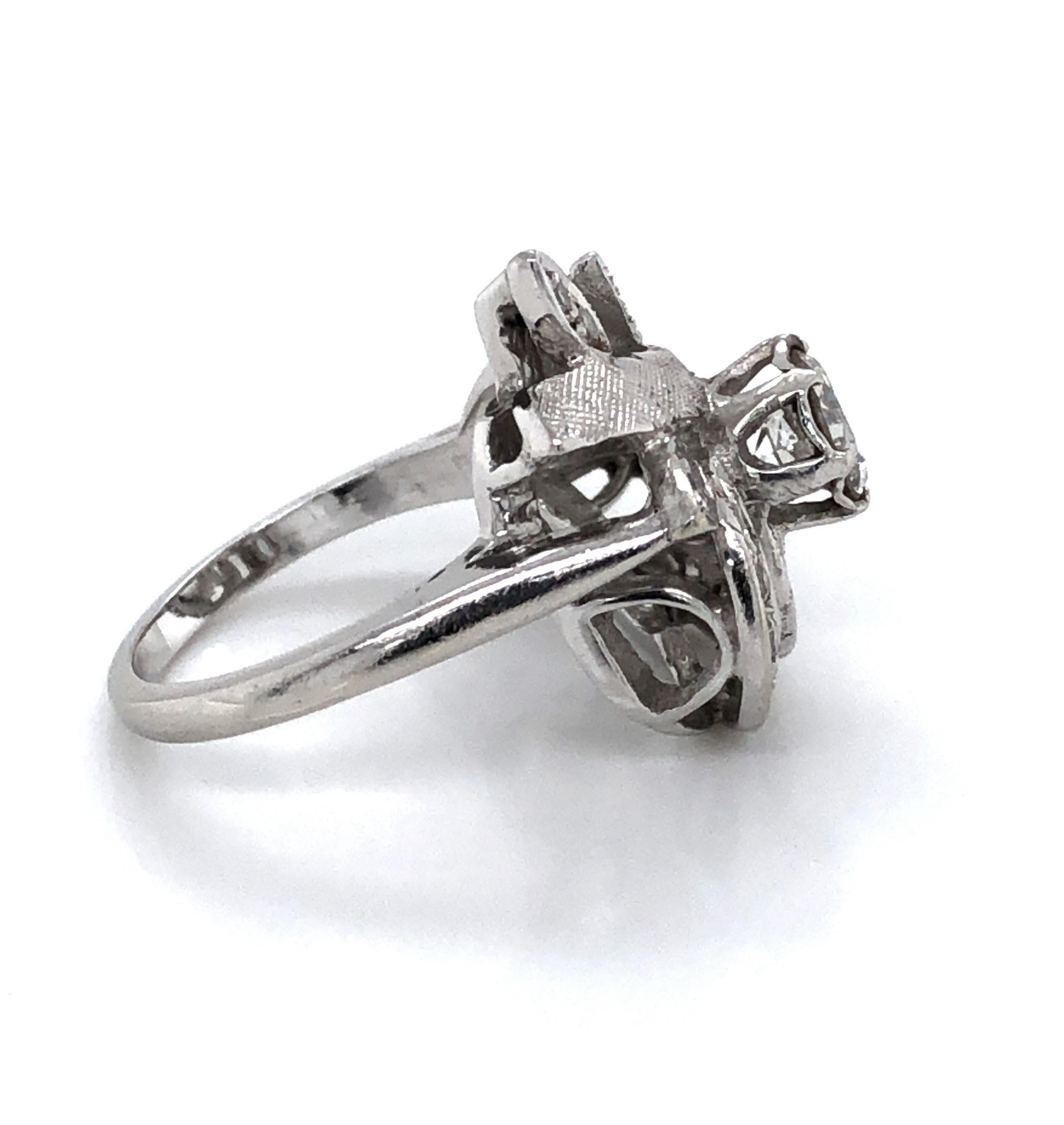 Women's Diamond Art Nouveau Style White Gold Ring For Sale