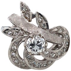 Vintage Diamond Art Nouveau Style White Gold Ring