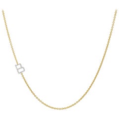 Diamond Asymmetrical Initial Necklace, B