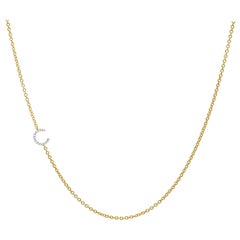 Diamond Asymmetrical Initial Necklace, C