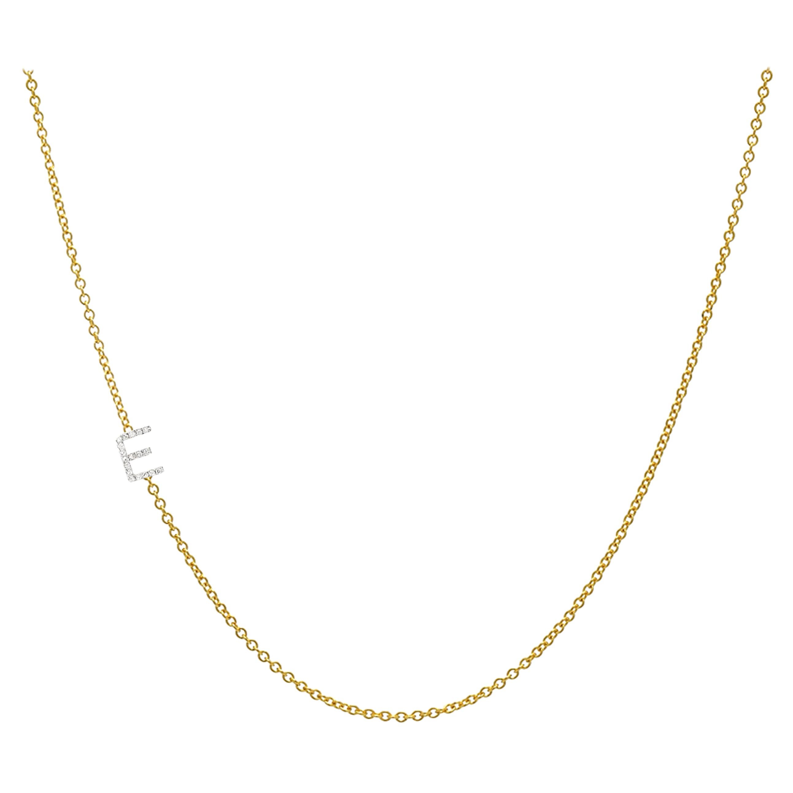 Diamond Asymmetrical Initial Necklace, E For Sale