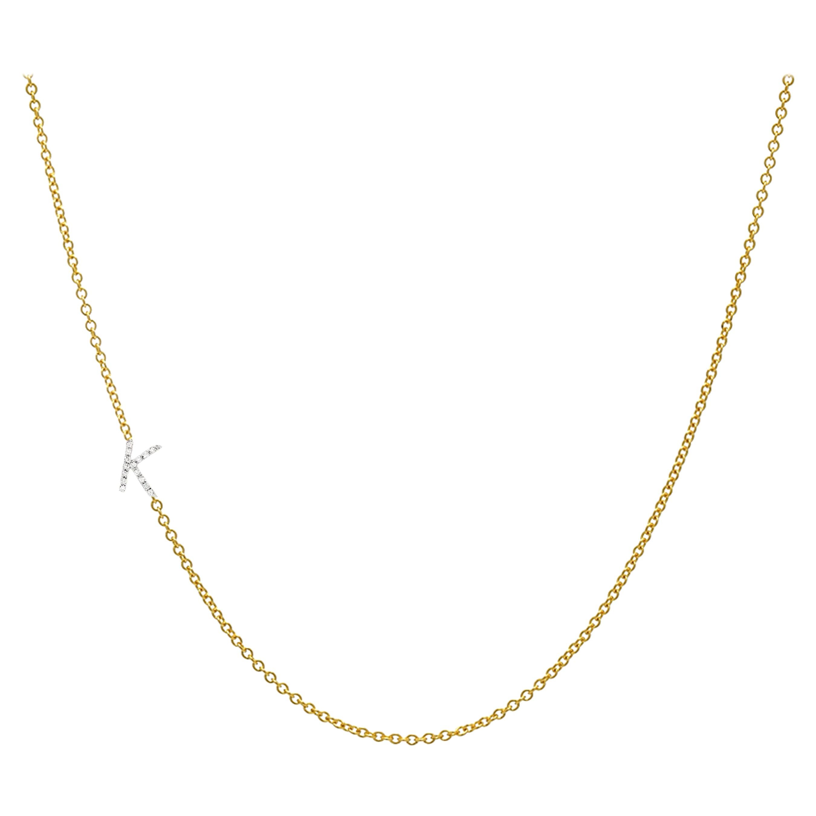 Diamond Asymmetrical Initial Necklace, K For Sale