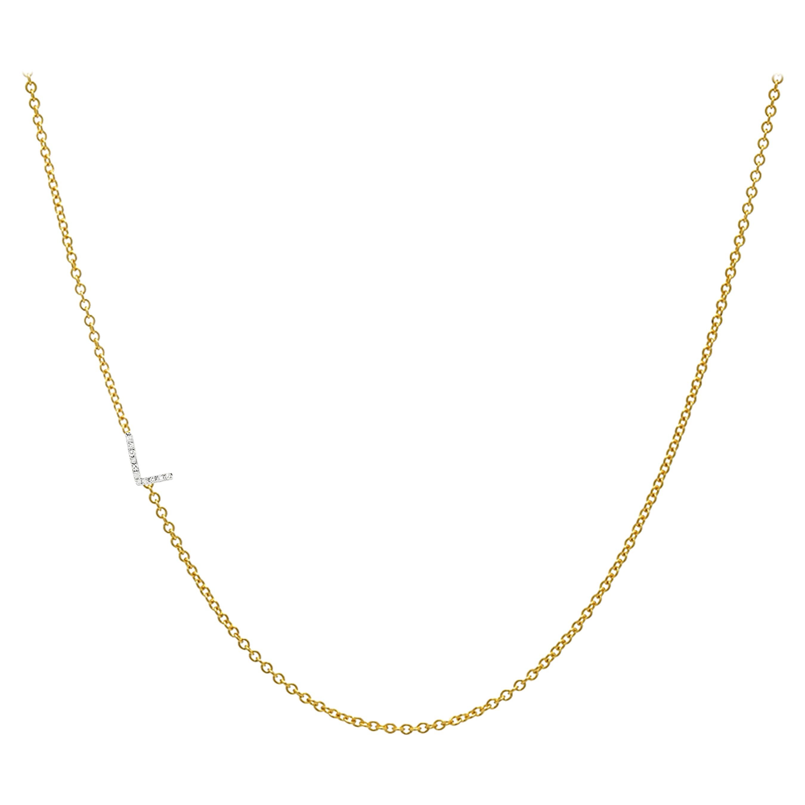 Diamond Asymmetrical Initial Necklace, L For Sale