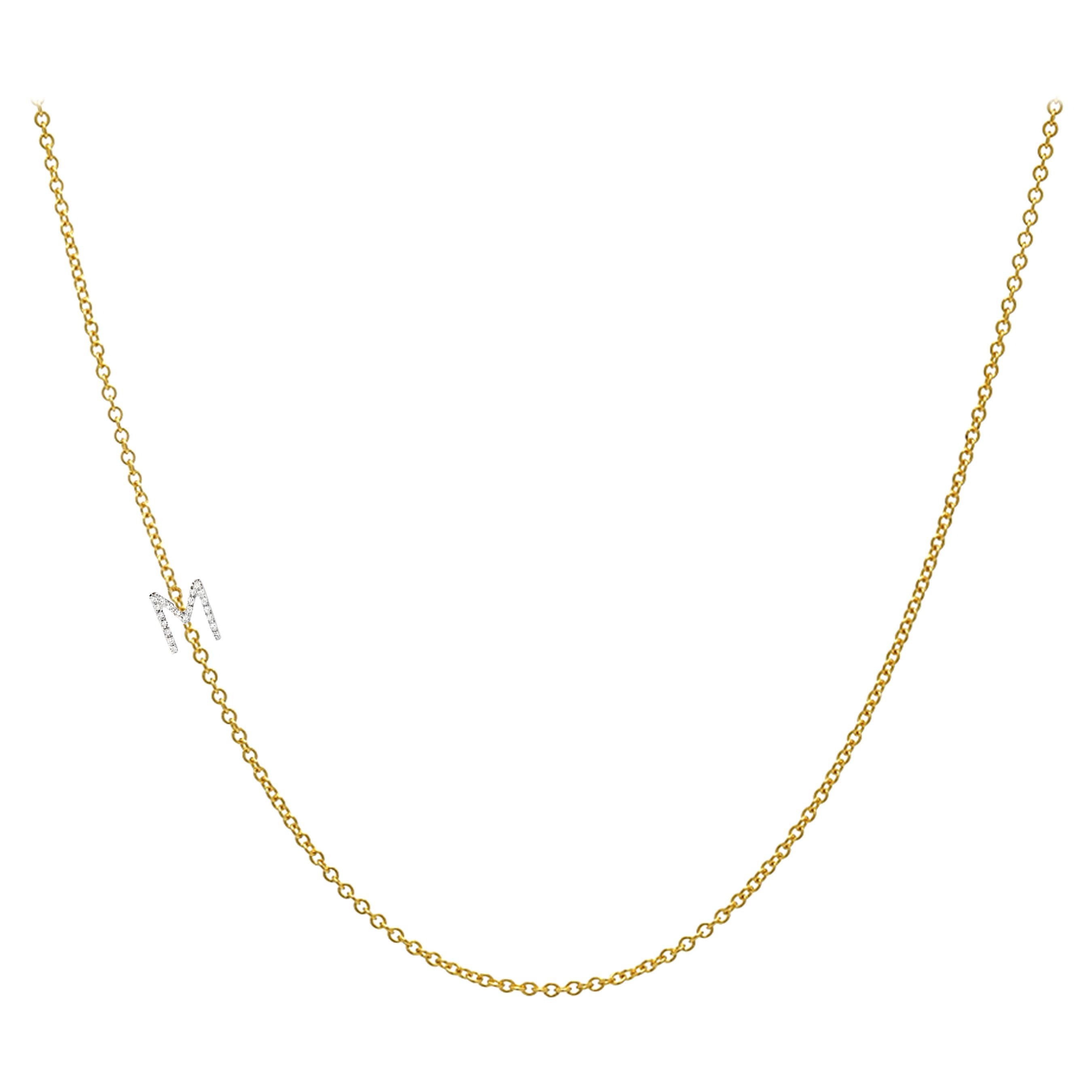 Diamond Asymmetrical Initial Necklace, M For Sale