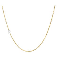 Diamond Asymmetrical Initial Necklace, R