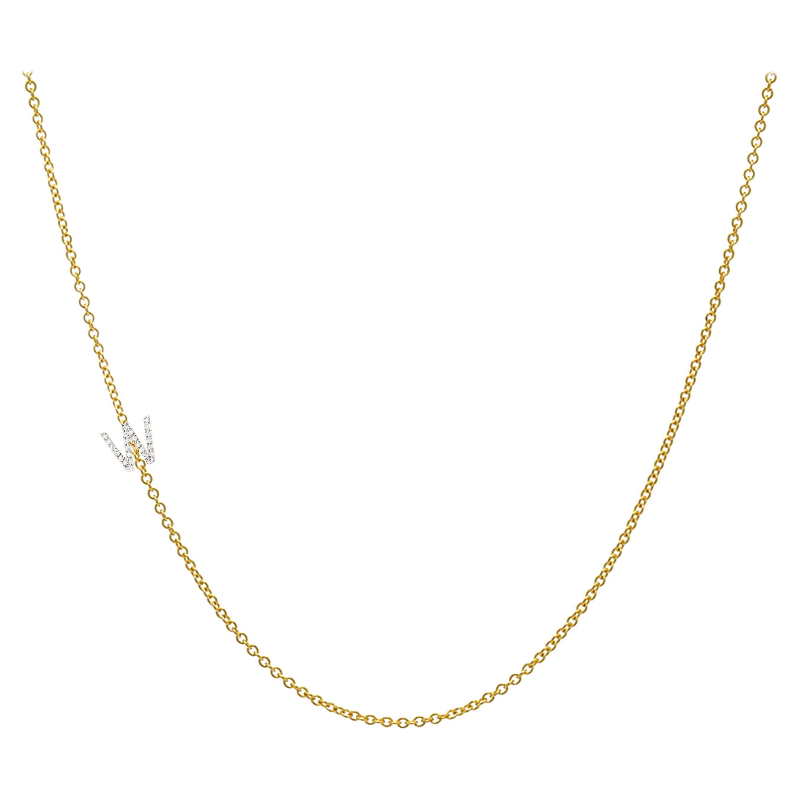 Diamond Asymmetrical Initial Necklace, W For Sale