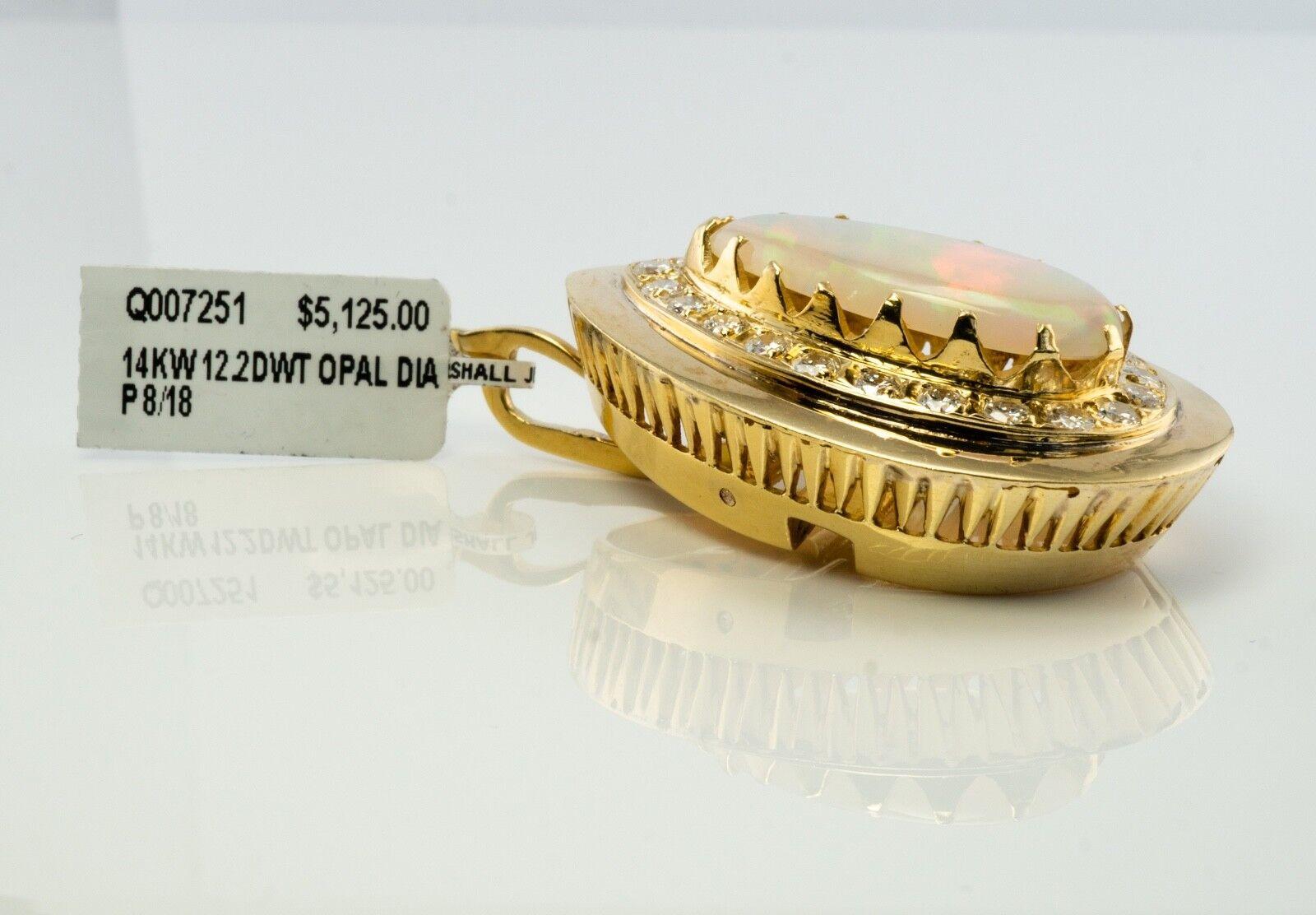 Diamond Australian Opal Pendant Teardrop Pendant 14K Yellow Gold In Good Condition For Sale In East Brunswick, NJ