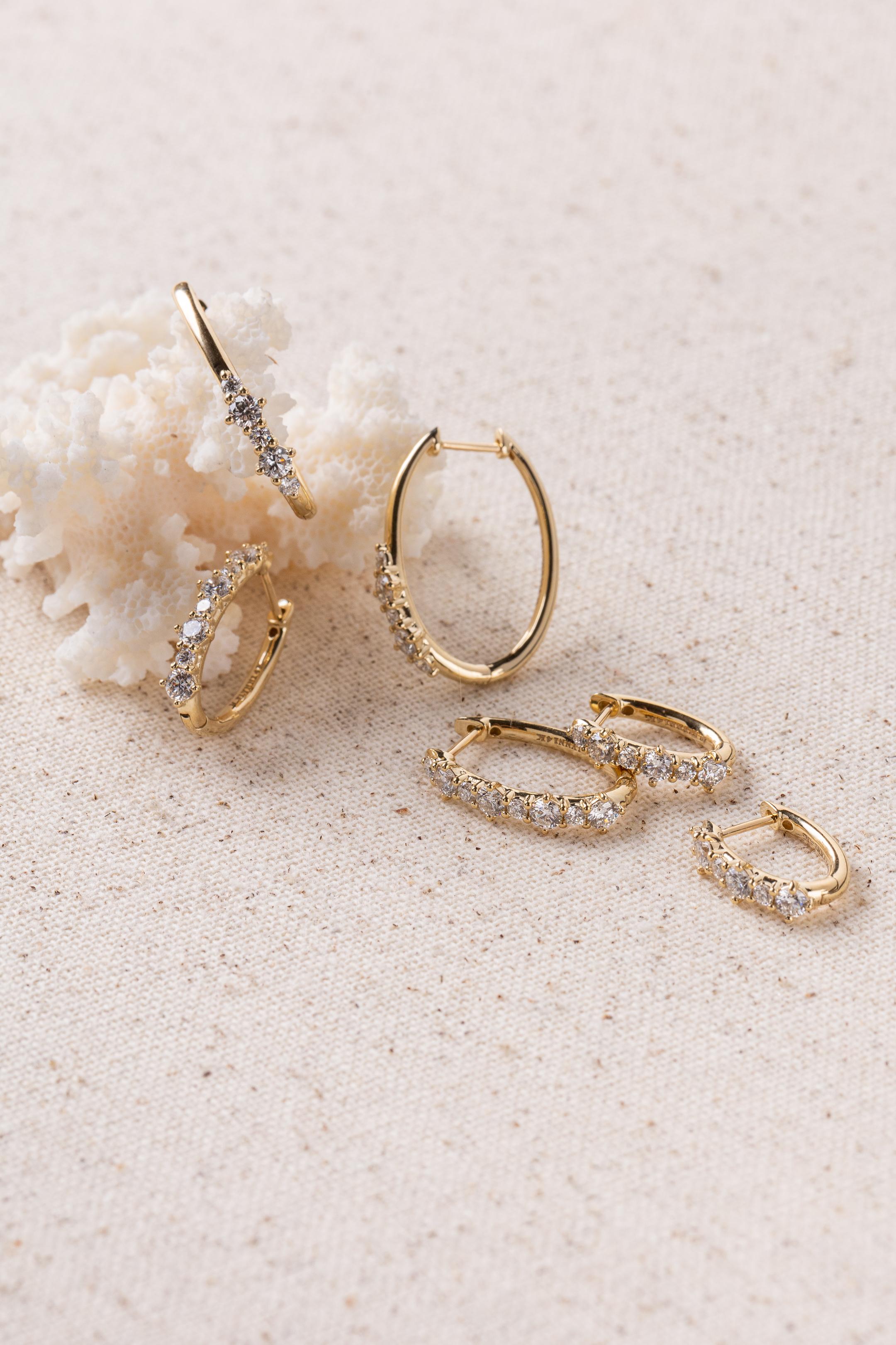 The Diamond Ava Medium Hoops are classic earrings, featuring alternating sized diamonds for ample sparkle, are perfect for every day wear or for a special occasion. 

Sold as a pair.