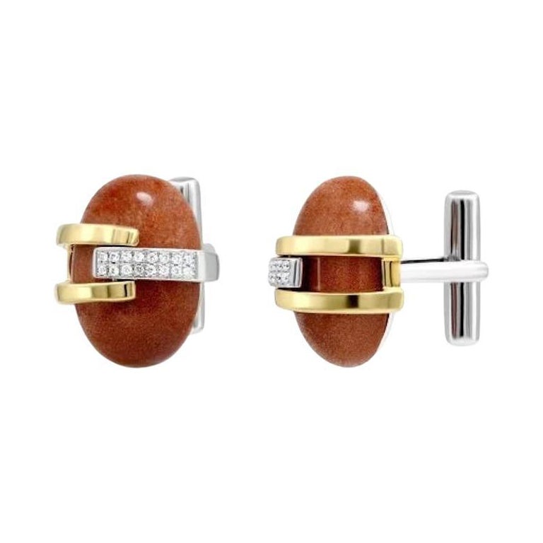 Gemelos con diamantes y aventurina en oro blanco de alta joyería para él