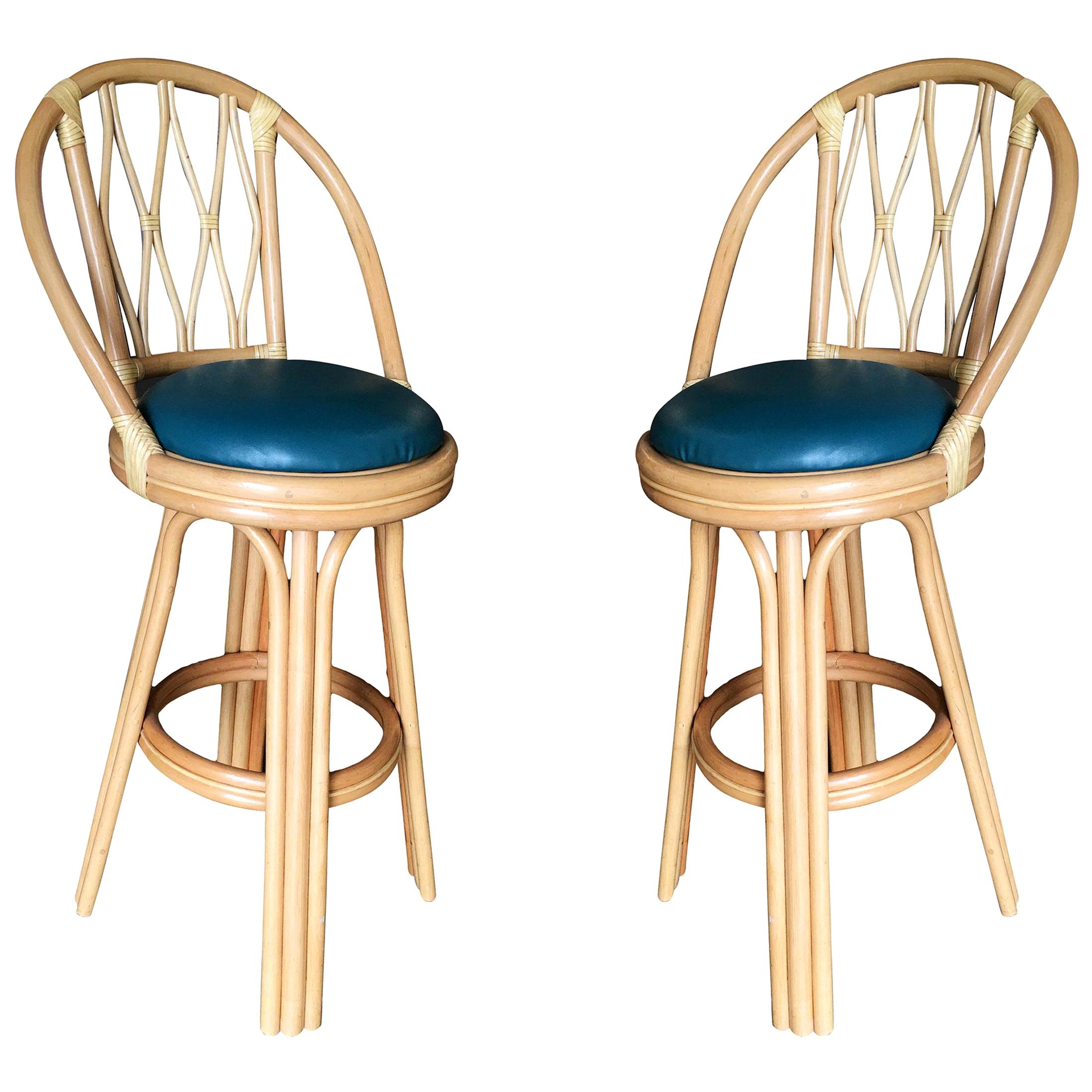 Pair Of Rustic Swivel Bar Stools With Backs at 1stdibs