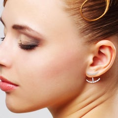 Diamond 18 Karat Gold Crescent Ear Jacket Earrings