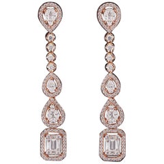 Diamond Baguette and Pear Illusion Fashion Earring in 18 Karat Gold Diamond Baguette and Pear Illusion Fashion Earring in 18 Karat Gold