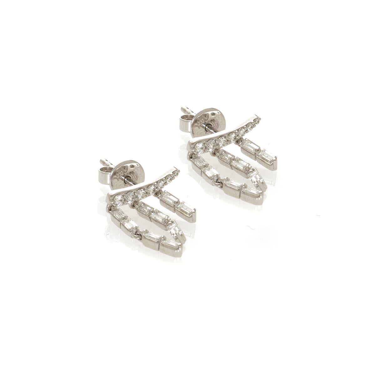 Diamant-Ohrringe mit Baguette- und Quasten, groß für Damen oder Herren im Angebot