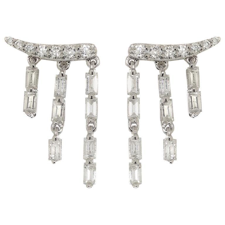 Diamond Baguette and Tassel Earrings, Large