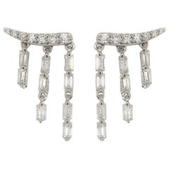 Diamond Baguette and Tassel Earrings, Large