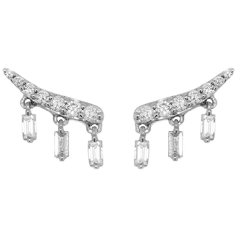Diamond Baguette and Tassel Earrings, Small