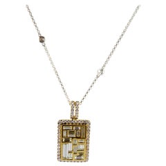 Diamond Baguette and Yellow 18 Karat Necklace Diamond Baguette and Yellow 18 Karat Necklace