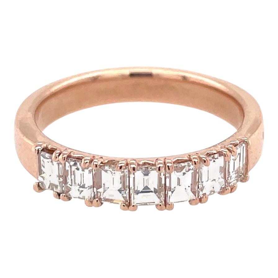 Bague en or rose avec diamants baguettes 1,30 carat en vente