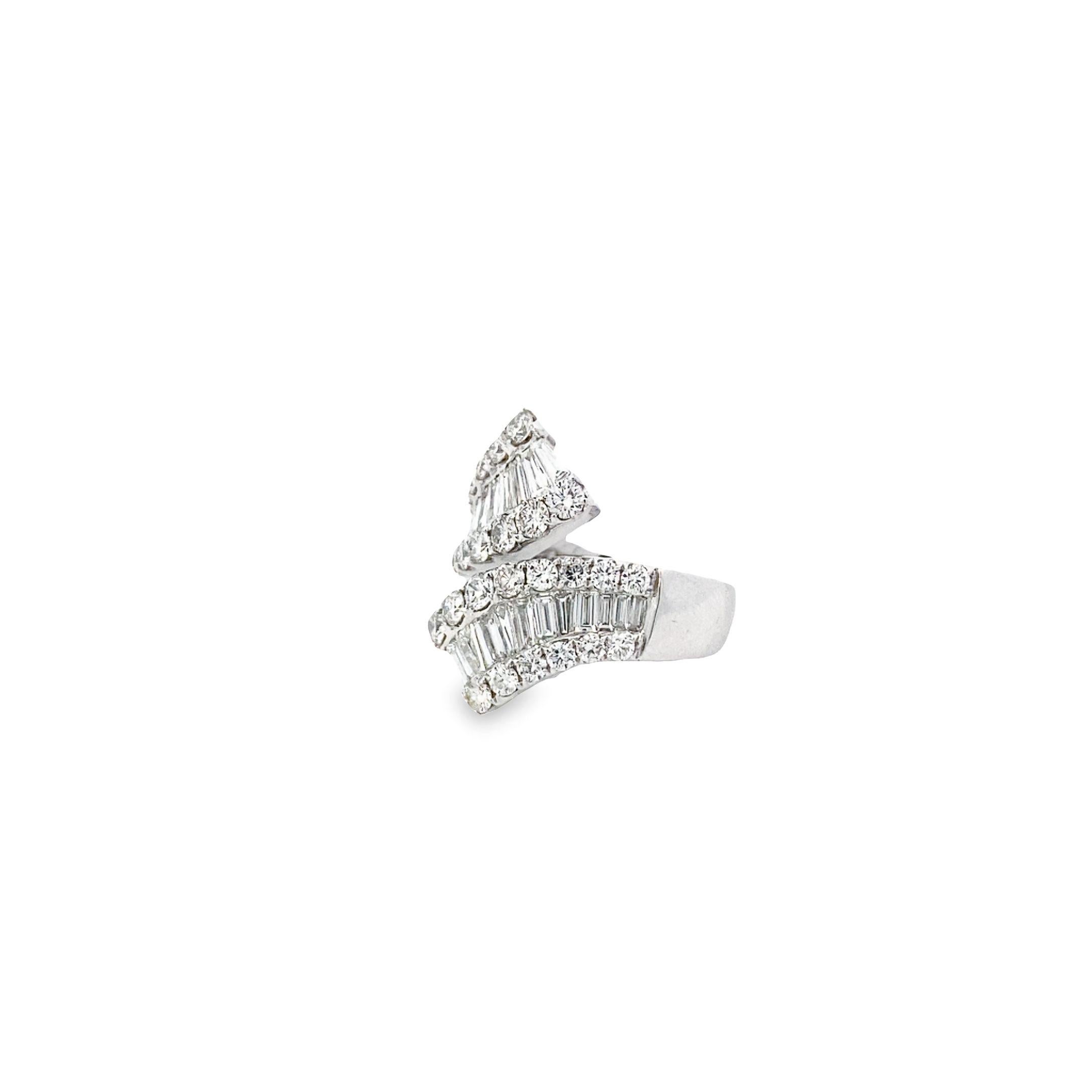 Modern Maurice Fine Jewelry - Diamond Baguette Bypass Ring For Sale