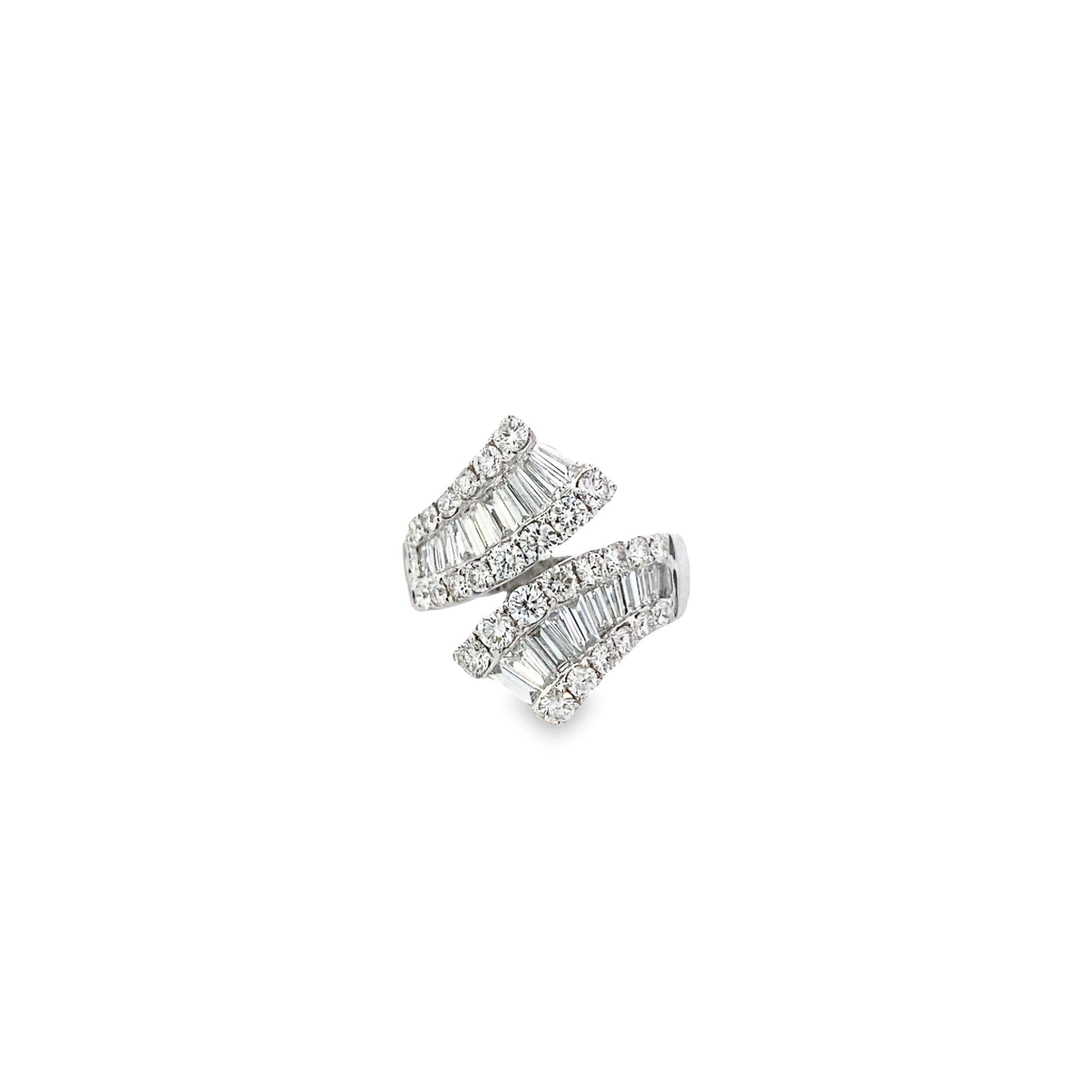 Baguette Cut Maurice Fine Jewelry - Diamond Baguette Bypass Ring For Sale