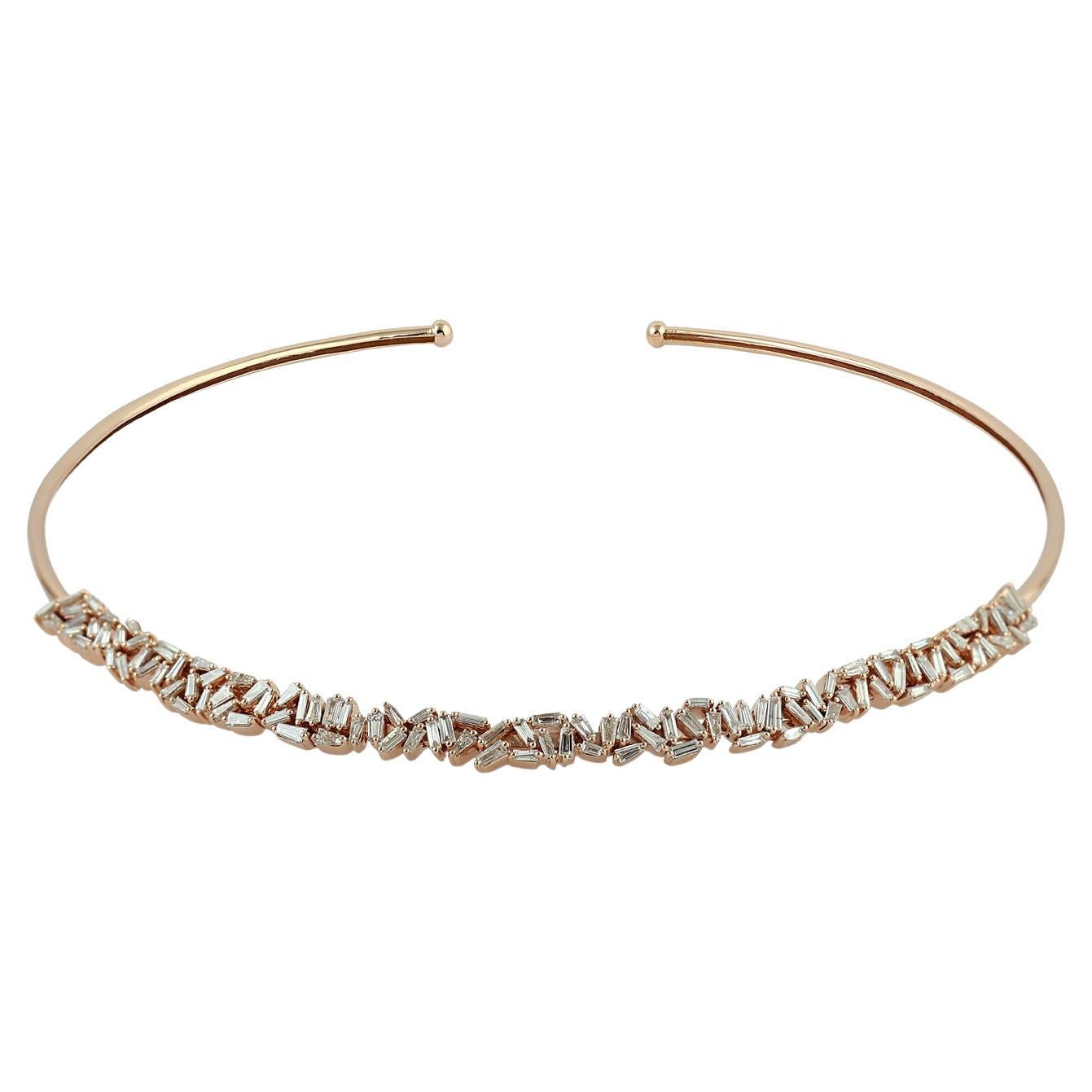 Diamond Baguette Choker Necklace Made In 18k Gold