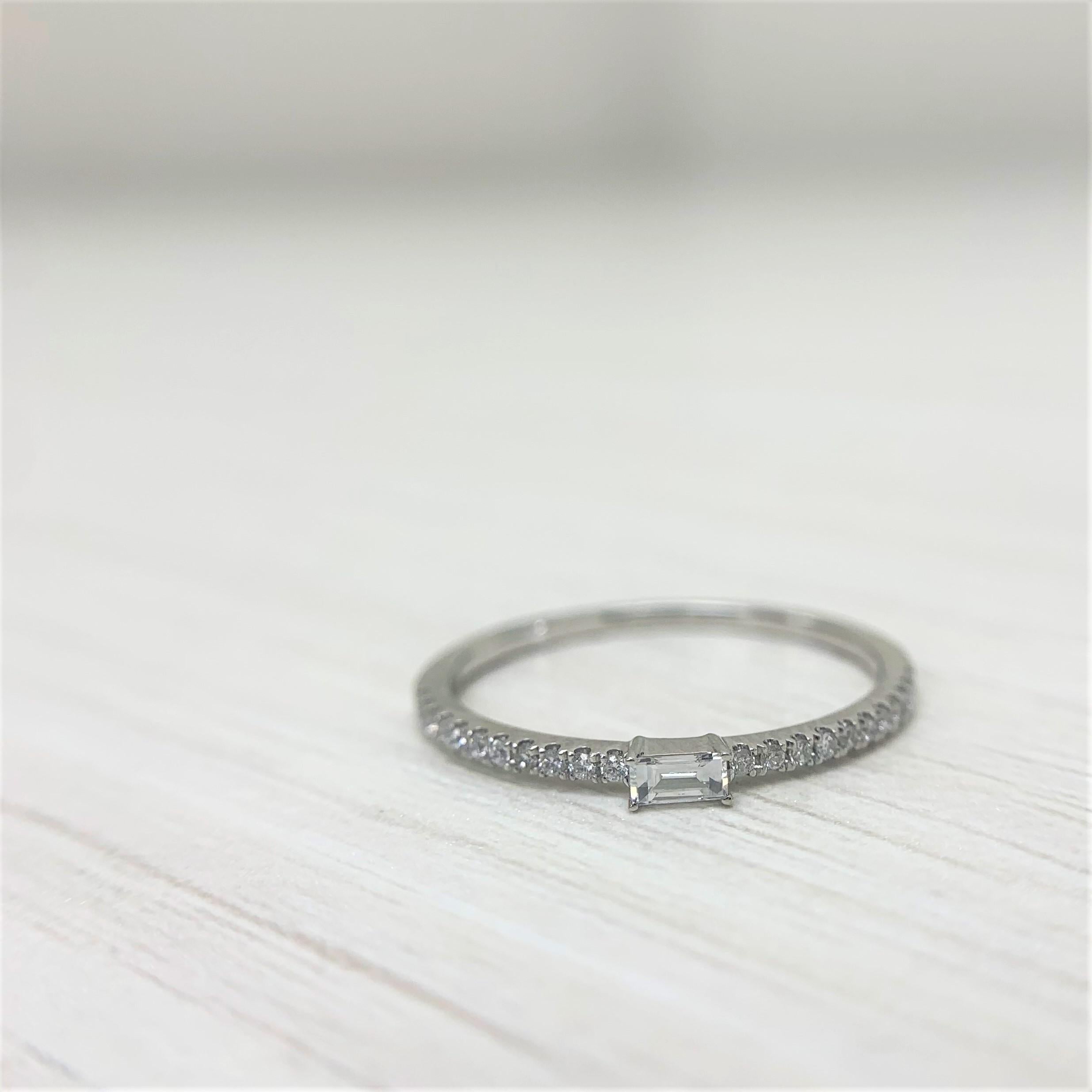 For Sale:  Diamond Baguette-Cut Stackable Band Ring 6