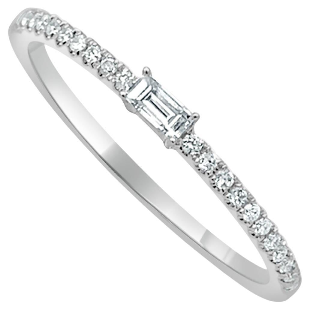 For Sale:  Diamond Baguette-Cut Stackable Band Ring