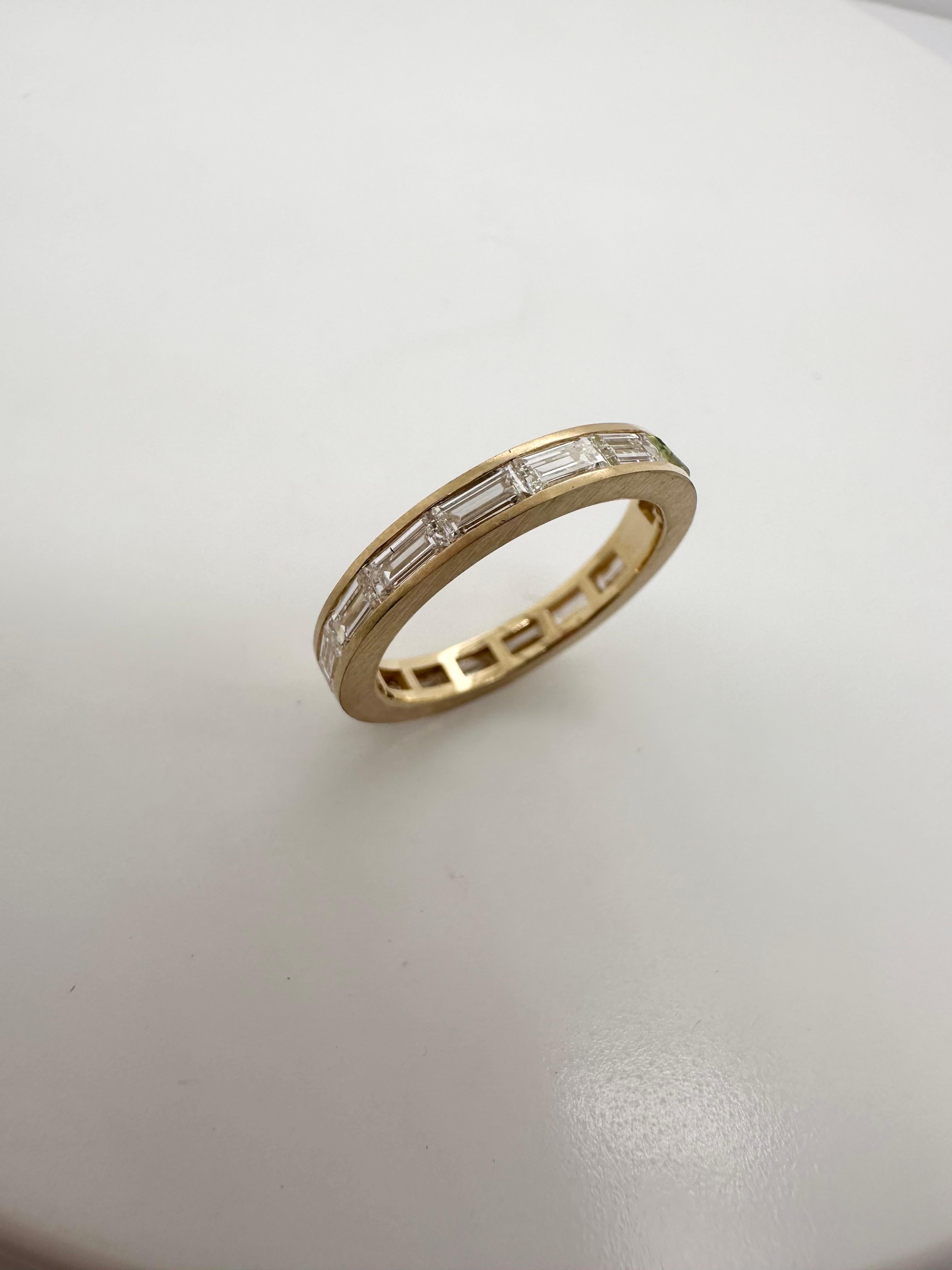 Baguette Cut Diamond baguette eternity ring 18KT yellow gold eternity ring  For Sale