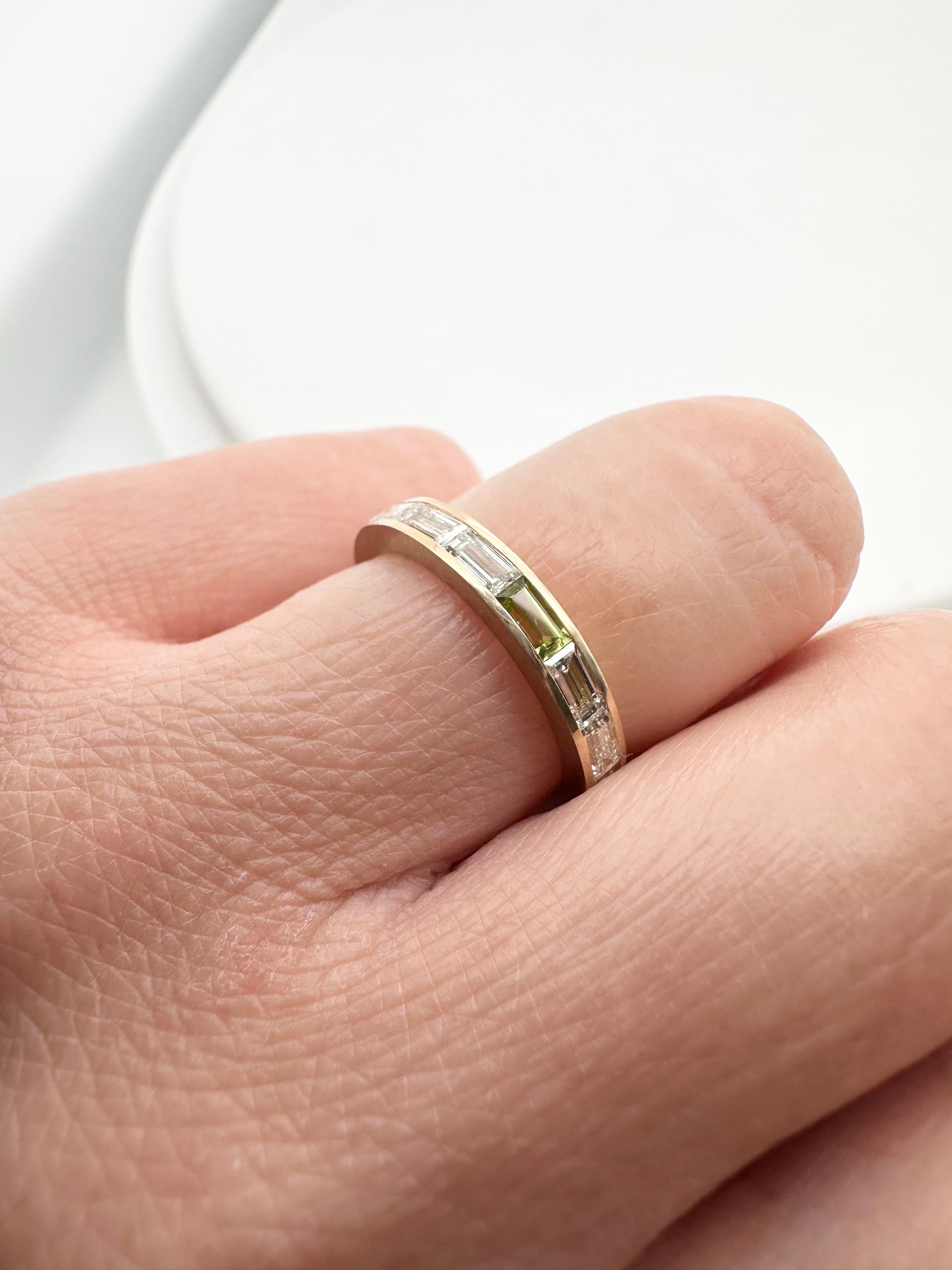 Women's or Men's Diamond baguette eternity ring 18KT yellow gold eternity ring  For Sale