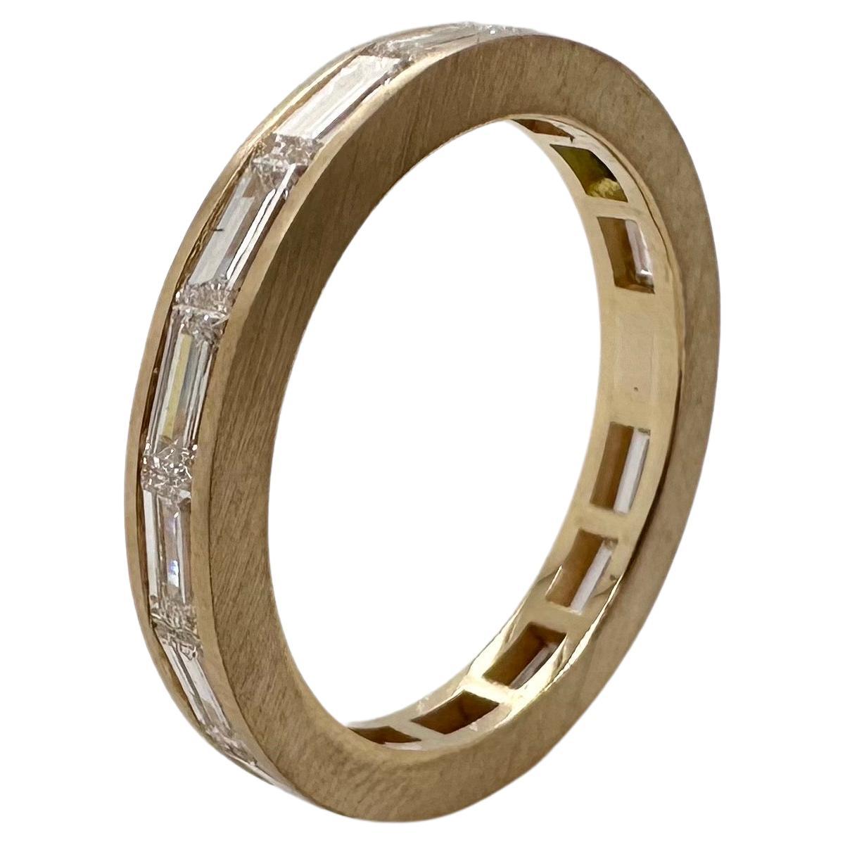 Diamond baguette eternity ring 18KT yellow gold eternity ring  For Sale