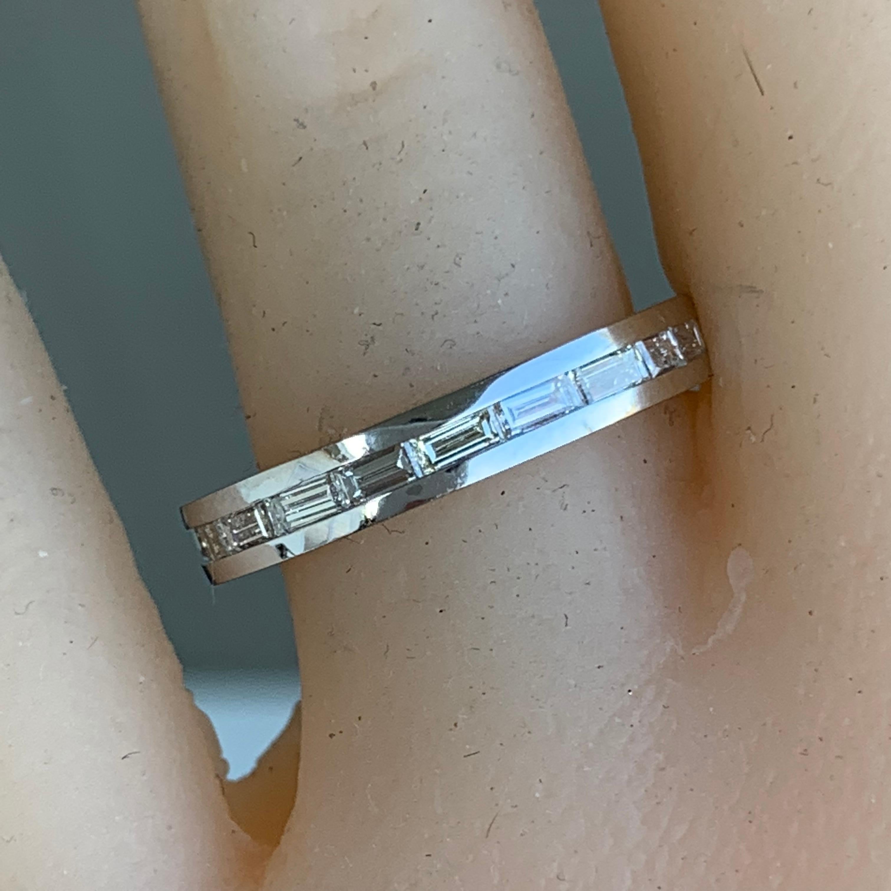 Diamond Baguette Eternity Wedding Stackable Bands - 14k W- 1.25+ CTW -Ben Dannie In New Condition For Sale In West Hollywood, CA