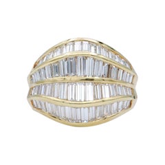 Vintage Diamond Baguette Gold Art Deco Cocktail Ring