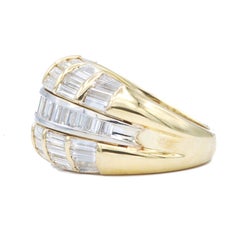 Diamond Baguette Gold Dome Cocktail Ring