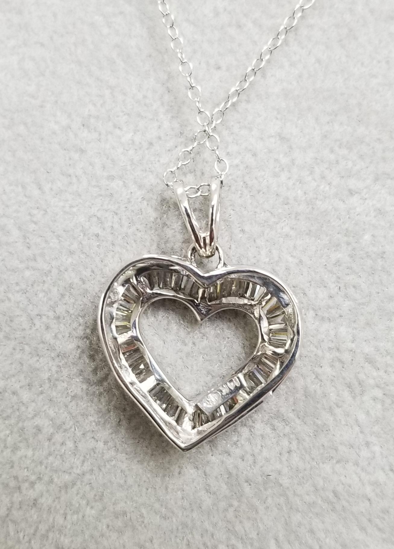baguette diamond heart necklace
