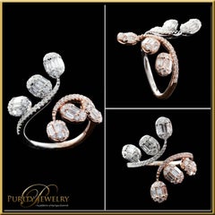 Diamond Baguette Illusion Two-Tone Fashion Ring in 18 Karat Gold