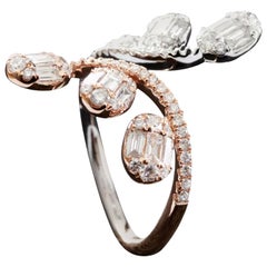Diamond Baguette Illusion Two-Tone Fashion Ring in 18 Karat Gold