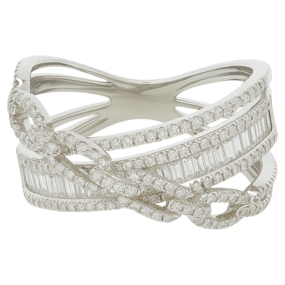 Bague à maillons baguette en diamant A Link