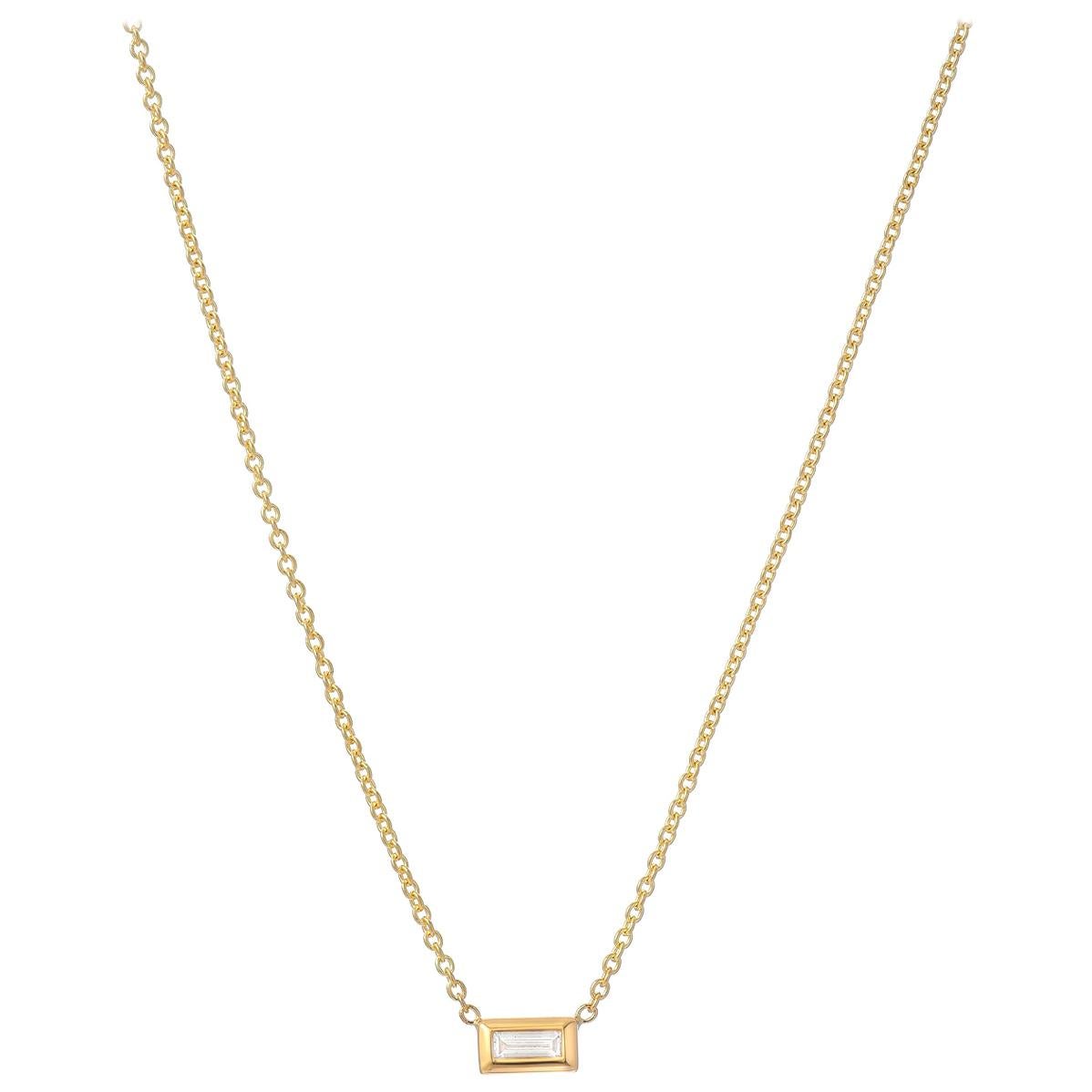 Diamond Baguette Necklace For Sale