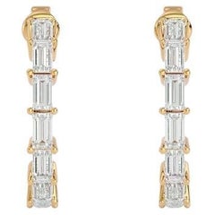 Diamond Baguette Open Huggie Hoops in 18 Karat Gold