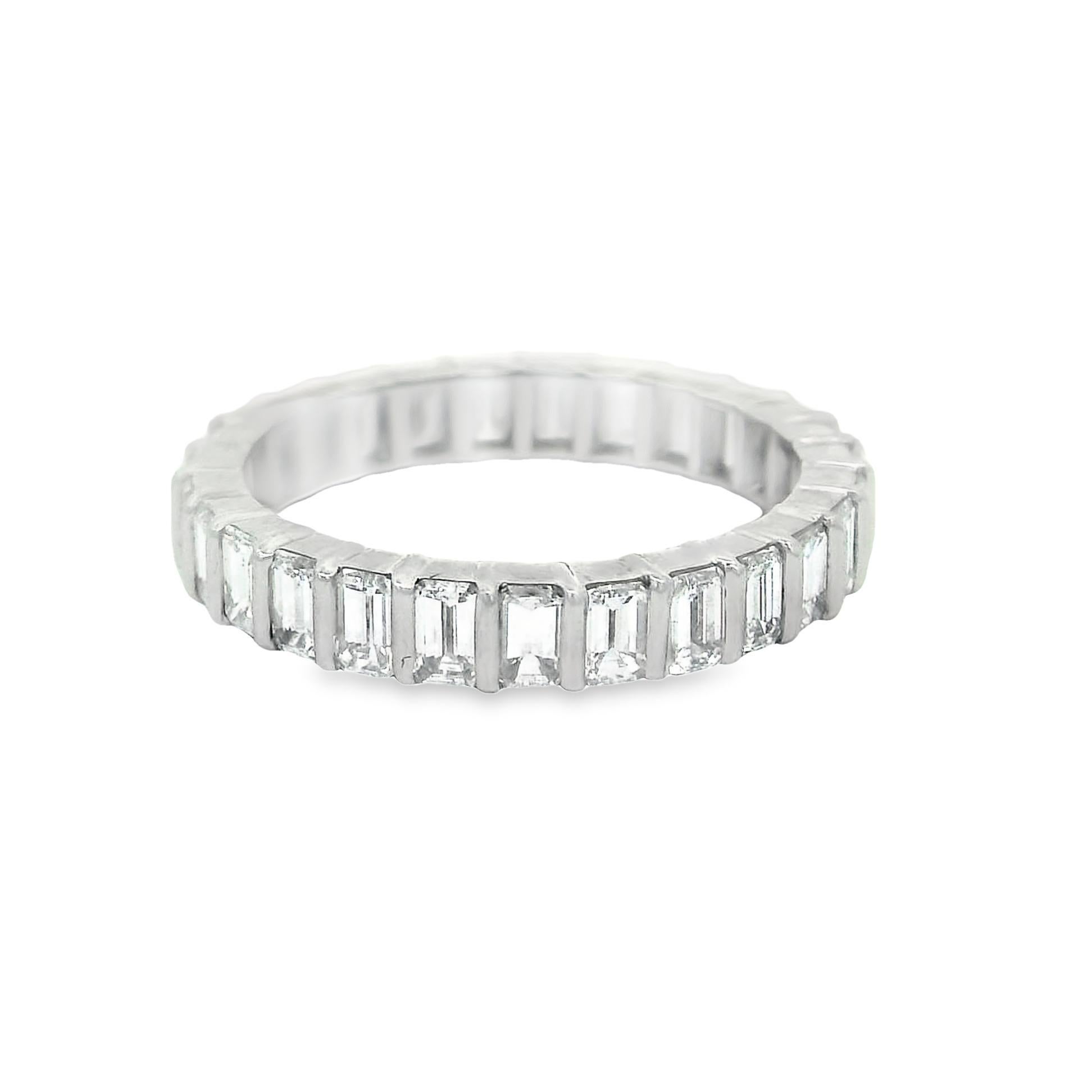 Diamond Baguette Platinum Eternity Band Ring In New Condition For Sale In Beverly Hills, CA