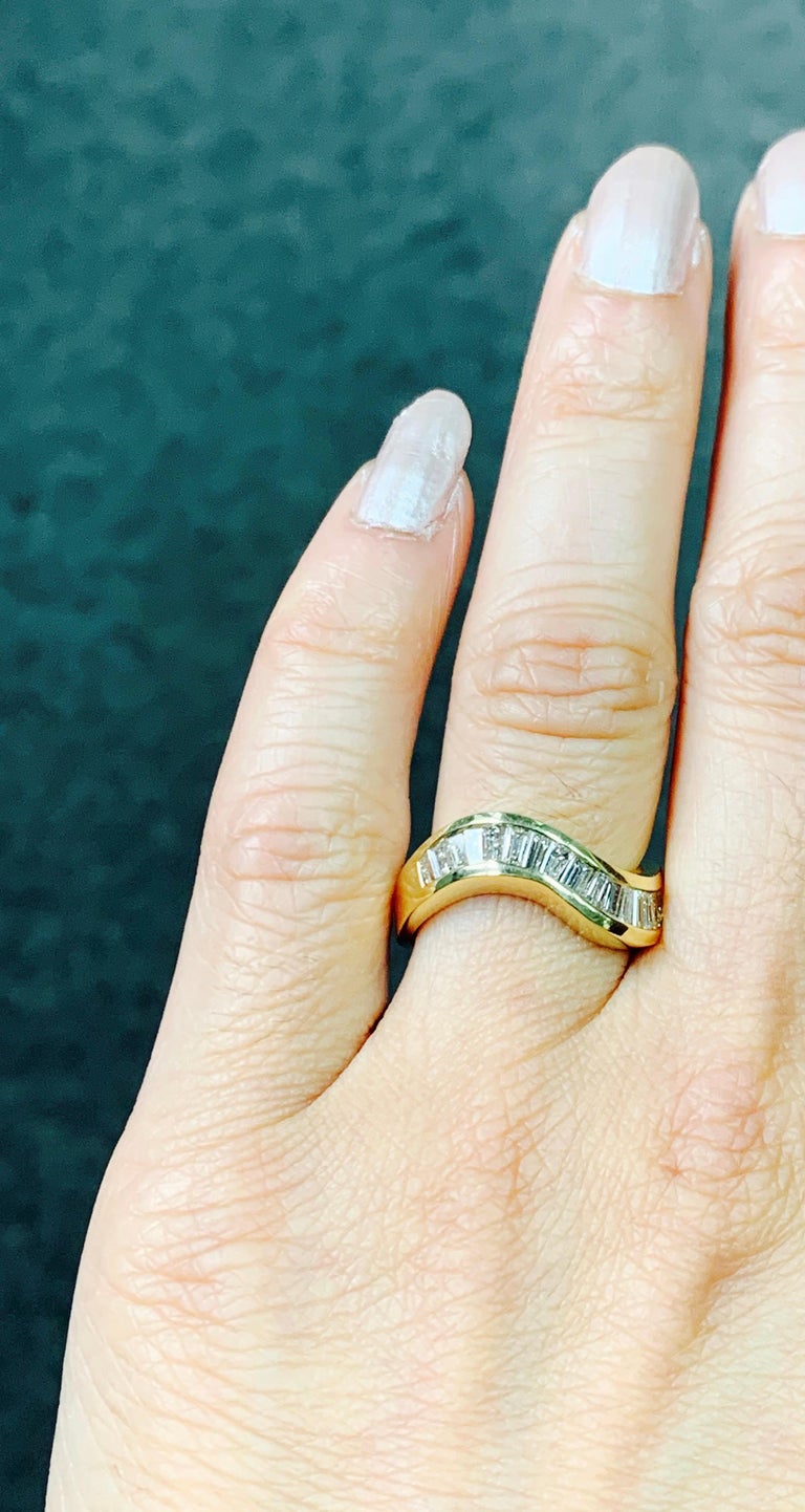 Diamond Baguette Ring in Yellow Gold For Sale at 1stDibs