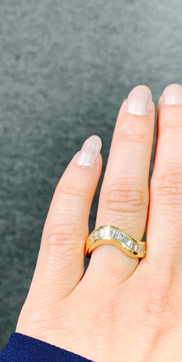 Diamond Baguette Ring in Yellow Gold For Sale at 1stDibs