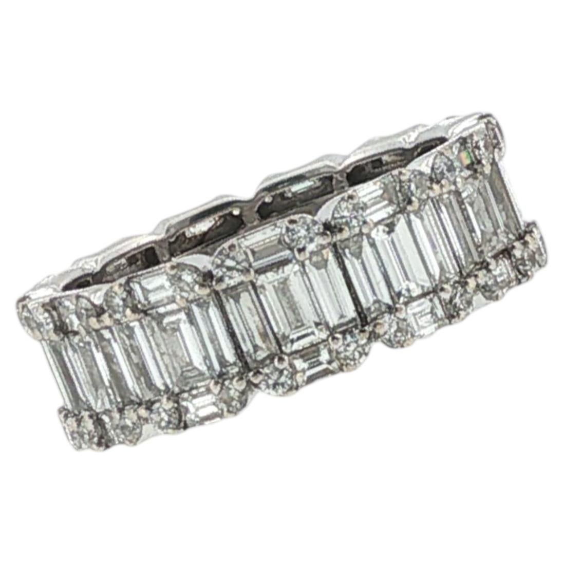 Diamond Baguette & Round Brilliant-Cut 14K White Gold Wedding Band Ring