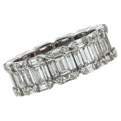 Diamond Baguette & Round Brilliant-Cut 14K White Gold Wedding Band Ring