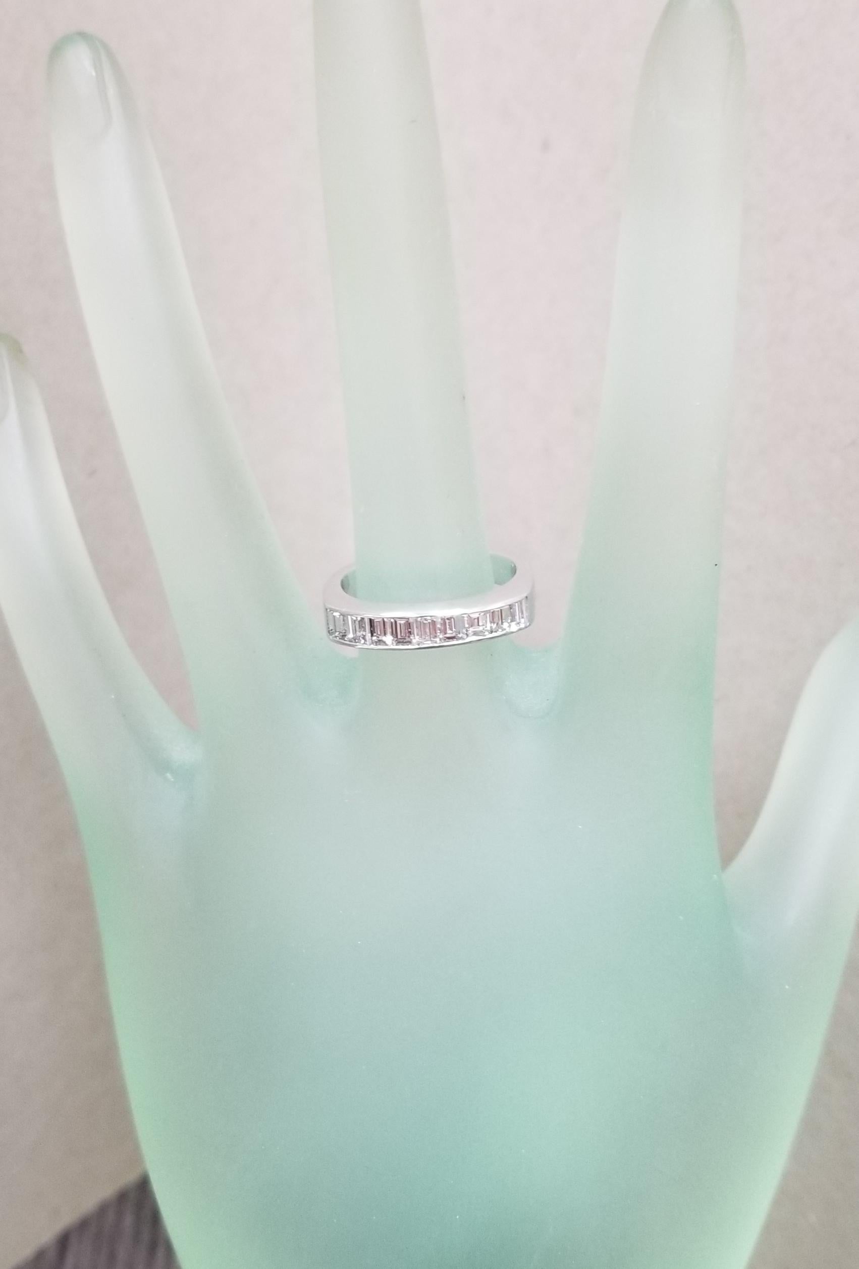 Baguette Cut Diamond Baguette Wedding Ring Set in 14 Karat White Gold Channel Setting For Sale