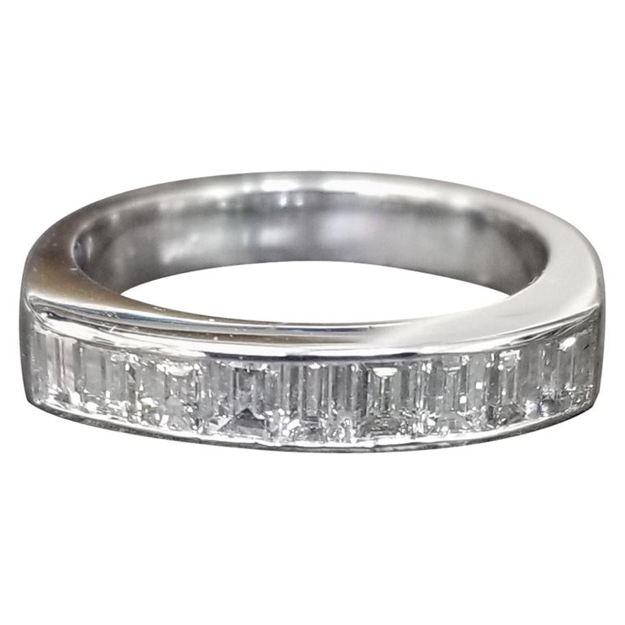 Diamond Baguette Wedding Ring Set in 14 Karat White Gold Channel Setting For Sale