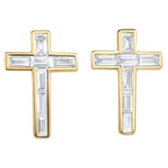 Baguettesch Kreuz Huggie mit Diamanten