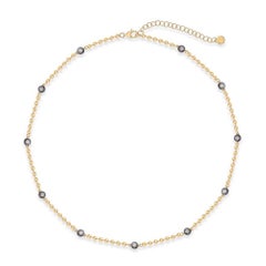 Diamond Ball Chain 14K (or 18k upon request) Yellow Gold Station Necklace