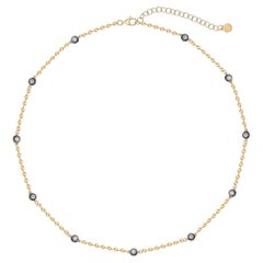 Diamond Ball Chain 14K (or 18k upon request) Yellow Gold Station Necklace