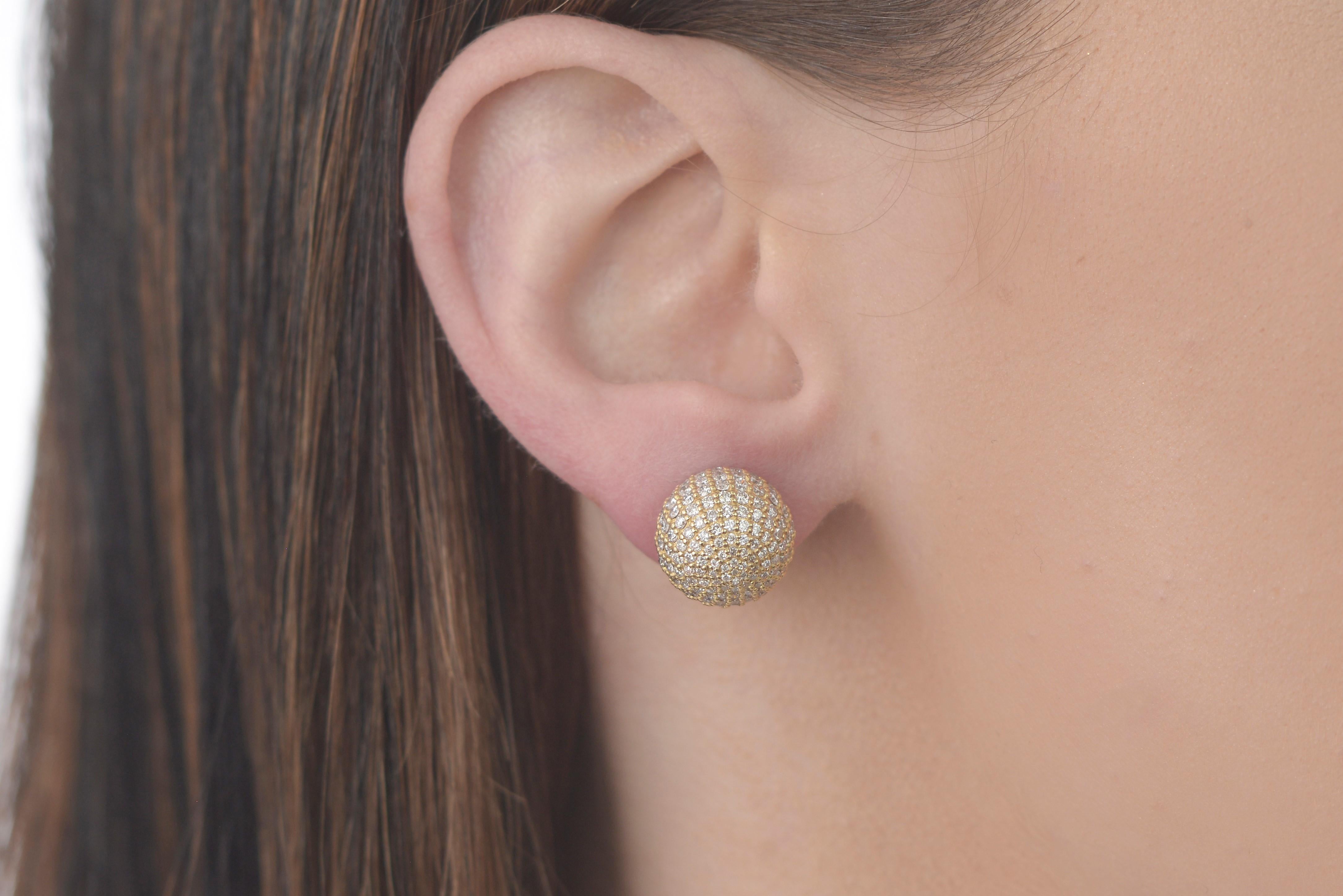 Contemporary Diamond Ball Earrings